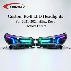 RGB LED Headlight Assembly Head Lamp For Toyota Hilux Revo Rocco Facelift Projector Lens App Control Factory Direct