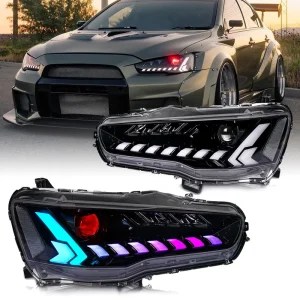 RGB LED Headlights DRL Start up Animation Front Lamps Assembly Ex Evo CF CJ for Mitsubishi Lancer