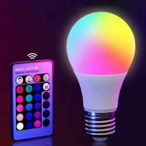 RGB LED Light Bulb E27 220V 16 Color Remote Control RGB Ampoules Lamp Bulb Living Room for Home Decor Bedroom Indoor Lighting