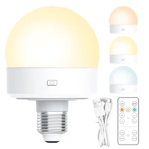 RGB LED Light Smart Rechargeable E27 E26 Bulb 5V Dimmable Remote Control DC Power Supply for Residential Use