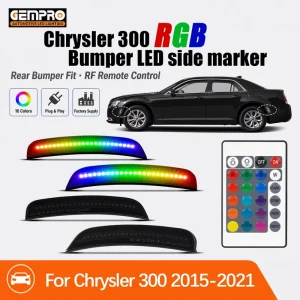 RGB LED Side Marker Lights for Chrysler 300 Front Bumper Remote Control 12V Car Side Skirt Turn Signal