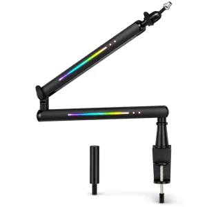 RGB Light Microphone Boom Arm Adjustable Desk Mount Mic Stand for Streaming Podcast Gaming Factory Self-made