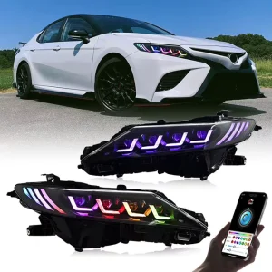 RGB Red Demon Eye Quad Projector LED Headlights for Toyota Camry DRL Sequential Turn Signal Plug and Play