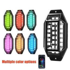 RGB Rock Lights 5 Sided APP Control Music Sync Waterproof 12V Kit for Truck SUV Jeep Off Road 1 with 6 Pcs