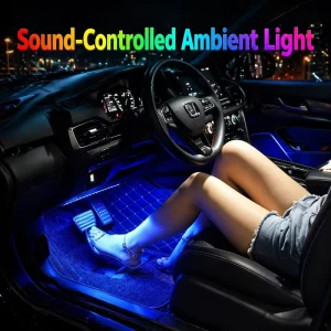 RGB Sound Activated Car Foot Well LED Lights 4 Strips 48/72LED USB & Cigarette Lighter Remote Breath Auto Interior Ambient Lamp