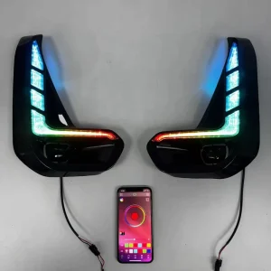 RGB to Toyota Hilux Low-end Fog Lights LED Daytime Running Lights RGB Mobile Control Version Before Modification