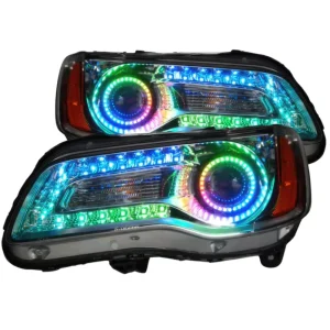 RGBW Angel Eye Halo Kit APP Controller 5050 SMD LED Rings Flow Color Chasing Effects for C300