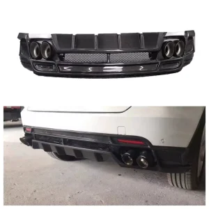 RSC Design Gloss Carbon Fiber Rear Diffuser Rear Bumper Lip With Exhaust Tips For E Pace