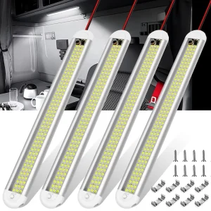 RV LED Interior Light Bar 120LEDs 1500LM 12W 12V DC Car LED Light Strip with ON Off Switch for Cargo Trailer Truck Lorry Camper