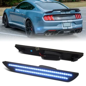 Rear Blue Side Marker Lights for Ford Mustang Bumper Fender Flare Reflector Side Wing Indicator Lamps