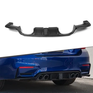 Rear Bumper Diffuser Carbon Fiber Car Bumper Spoiler Diffuser with Led Light for BMW F80 F82 F83 M3 M4 Carbon Fiber