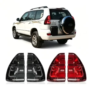 Rear Bumper Tail Light Assembly Red and Black Dynamic Signal Brake Lamp Taillight Car Auto Parts for Prado FJ120
