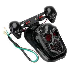 Rear Lamp Skeleton Motorcycle Lighting System Red LED Light Skull Head Shaped Rear Stop Tail Light