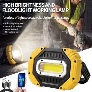 Rechargeable Bright Work Flood Light IPX4 Waterproof Flexible LED Work Light Portable Emergency Lamp for Car Repair Workshop