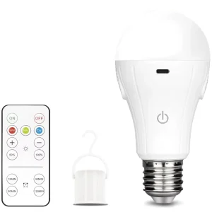 Rechargeable Light Bulbs 3 Colors Dimmable Battery Powered Light Bulbs with USB Rechargeable A19 LED Light Bulbs
