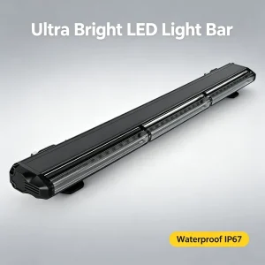 Red Blue White LED Strobe Warning Light Bar 19-49 Inch Length for Trucks 11 Flash Patterns Surface Mount Signal Bar