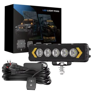 Reliable 4-Lens LED Light Bar with Amber Accent Stripe for Towing Trucks High-Performance 12-24V Auxiliary Lighting