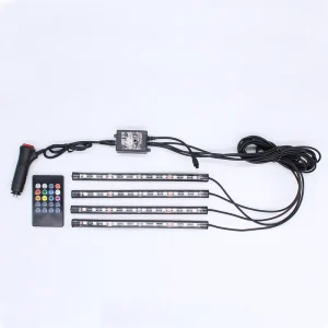 Remote Control 12V LED Strip Decorative Car Interior Atmosphere Light 12SMD Chips for Most Vehicles Interior Lighting