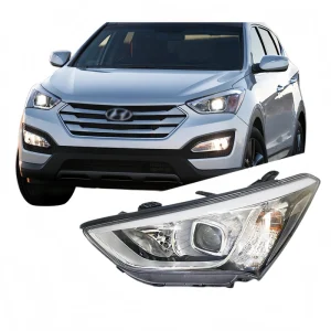 Replacement Semi Assembly Headlight for Hyundai Santa Fe IX45 13-16 Clear Head Lamp Cover High Low Beam Halogen Auto Spare Parts