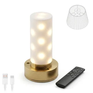 Retro Wedding Lampshade Light Core with Remote Creative Touch Rechargeable Portable Cordless Vintage Table Lamp LED Bulb