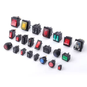 Rocker Switch 6 Pin on OFF Illuminated Red Light DPST Dual Gang Boat Switch for Household Appliance