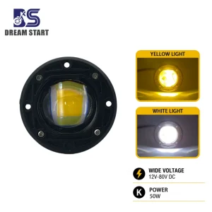Round Single Lens LED Auxiliary Lights Waterproof Steady Dual Yellow White Motorcycle Driving Projector Light for ATV Truck Off