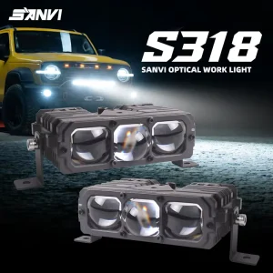 S318 External Waterproof 75W LED Auxiliary Light 3 Lens Headlight 5500K Car Grille Light