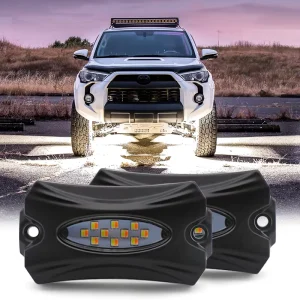 SEKO Amber White Off Road Rock Lights Kit with RGBW LED Underglow for Land Cruiser 4×4 Cars 12V 2 Year Warranty