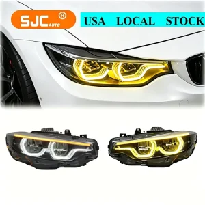 SJC Yellow and White DRL LED Headlights for BMW 4 Series F80 F82 F32 Front Lights USA LOACL STOCK IKON Style