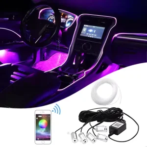 SL0083 12V RGB LED Acrylic Fiber Optic 18W Car Interior Ambient Light Flexible Strip Decorative Lights