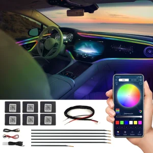 SL0086 12V DC12V/24V Symphony Interior Car RGB Ambient Flow Chasing Light APP Control Acrylic Strip Changing Light