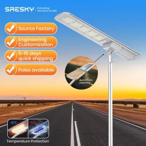 SRESKY 100w Solar Street Light Outdoor Solar Street Lamp Lamparas Solares Para Exterior Self Cleaning Solar Powered Street Lamp