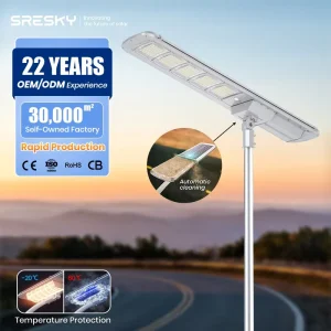 SRESKY Led Solar Street Light 60w 80w 100w Street Solar Light Lamparas Solares Para Exterior Self Cleaning Solar Street Lamps
