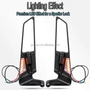 Scooter Winglet Rearview Mirrors LED Light Right Replacement 3 Month Warranty for Yamaha CNC Aluminum Alloy Modified