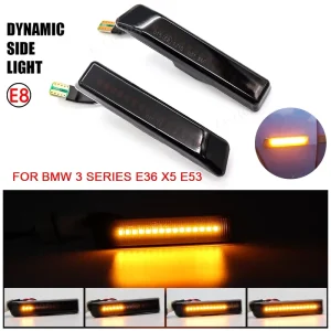 Sequential Car LED Side Marker Lights for BMW 3 Series E36 M3 X5 E53 Dynamic Turn Signal Indicator Lights Flowing Lamp