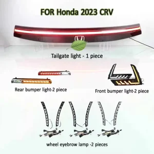 Sequential Flow LED Trunk Tail Light Strip Dynamic Logo Light for Honda CRV Front Rear Bumper Wheel Eyebrow LED Fog Lights