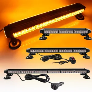 Shinemien 162W 54 LED 5000 Lumens Amber Strobe Light Bar Universal Fit 12V Warning Light for Tow Trucks & Construction Vehicles