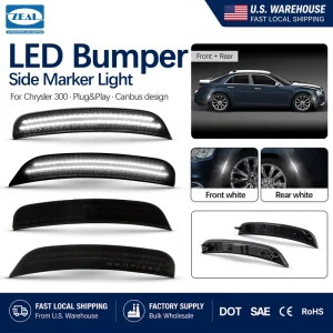 Ships From USA White for Chrysler 300 Error Free 6000K Front Rear Assembly Signal Housing LED Side Marker
