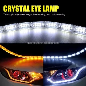Signal Day Lamp DRL LED Daytime Running Strip Light Flexible Headlight Car Crystal Eyes Flow Turn Signal Strips White Yellow
