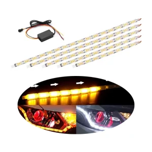 Signal Day Lamp DRL LED Daytime Running Strip Light Flexible Headlight Car Crystal Eyes Flow Turn Signal Strips White Yellow