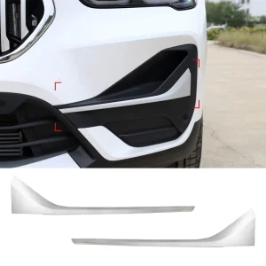 Silver Front Bumper Fangs Trim for BMW X1 F48 Fog Light Lamp Cover Eyebrow