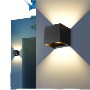 Simple Aluminum Outdoor Garden Wall Lamp Waterproof Bracket Light Square LED 3500K Surface Mounted Bedside Sconce