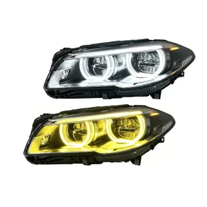 Single Dual Color DRL LED Bi-Projector Headlight Assembly for BMW 5 Series F10 F18 Upgrade LED Angel Eye Headlight