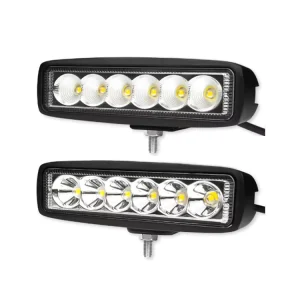 Single Row 6-Inch 18W 6LED Work Light Bar High Luminosity Car Top LED Lamp for Trucks Auto Exterior Lighting