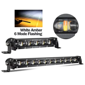 Single Row Slim 7″ 14″ 20″ 26” 32 Inch 24V 12V Barra LED UTV ATV White Amber Strobe LED Light Bar for Polais Buggy