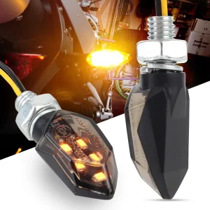 Sinodiving Motorcycle Mini LED Turn Signals 12V 5 LED Amber Blinkers 2pcs Turn Signal Indicators Light Auto Electronics Lamp