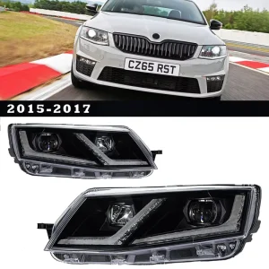 Skoda Octavia A7 LED Headlight Assembly Upgrade Eyelash White Eyebrow LED 12V 6000K 10000 Lumens YUNZ