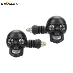 Skull Design Dual-Color LED Motorcycle Spotlight 12V Turn Tail Brake Lamp Waterproof Lighting System