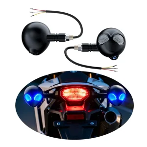 Skull Motorcycle LED Turn Signal Light with Projection Universal Motorbike Indicator Light Running Lamp Warning Signal Light