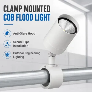 Sleek Goblet Shape LED Column Spotlight 10W 60W Anti Glare Hood Pipe Clamp Ring Mounted Architectural Landscape Accent Luminaire
